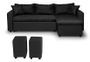 Canapé d'angle réversible convertible avec poufs microfibre et simili noir Cilia 225 cm