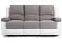 Canapé de relaxation manuel 3 places simili cuir blanc et microfibre gris Confort