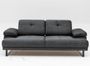 Canapé droit moderne 2 places tissu doux anthracite pieds métal noir Kustone 199 cm
