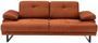 Canapé droit moderne 2 places tissu doux orange pieds métal noir Kustone 199 cm