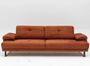 Canapé droit moderne 3 places tissu doux orange pieds métal noir Kustone 239 cm