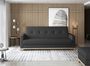 Canapé lit 3 places tissu noir et pieds en bois de hêtre Saline 216 cm
