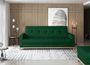 Canapé lit 3 places tissu vert foncé et pieds en bois de hêtre Saline 216 cm