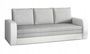 Canapé lit tissu gris clair et simili cuir blanc avec coffre de rangement Liverna 220 cm