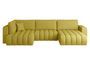 Canapé panoramique convertible design capitonné tissu jaune méridienne droite Boston 350 cm