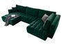 Canapé panoramique convertible design capitonné velours vert foncé méridienne gauche Boston 350 cm