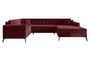 Canapé panoramique convertible droit tissu bordeaux matelassé Bonty 340 cm