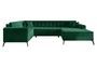 Canapé panoramique convertible droit tissu vert matelassé Bonty 340 cm