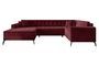 Canapé panoramique convertible gauche tissu bordeaux matelassé Bonty 340 cm