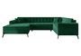 Canapé panoramique convertible gauche tissu vert matelassé Bonty 340 cm