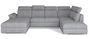 Canapé panoramique convertible tissu gris clair coffre de rangement à gauche Levano 330 cm