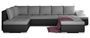 Canapé panoramique convertible tissu gris et simili cuir noir Jonaz 340 cm