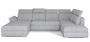 Canapé panoramique convertible tissu gris souris coffre de rangement à gauche Levano 330 cm