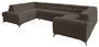 Canapé panoramique convertible tissu marron avec coffre de rangement Louve 340 cm