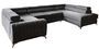 Canapé panoramique convertible tissu noir chiné avec coffre de rangement Louve 340 cm