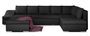 Canapé panoramique convertible tissu noir et simili cuir noir Jonaz 340 cm