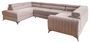 Canapé panoramique convertible tissu rose avec coffre de rangement Louve 340 cm