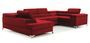 Canapé panoramique convertible velours rouge avec coffre de rangement Triano 342 cm