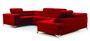 Canapé panoramique convertible velours rouge avec coffre de rangement Triano 342 cm