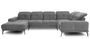 Canapé panoramique design tissu gris têtières angle droit avec accoudoir Stan 350 cm