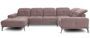 Canapé panoramique design velours rose balais têtières angle droit avec accoudoir Stan 350 cm