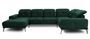 Canapé panoramique design velours vert foncé têtières angle droit avec accoudoir Stan 350 cm