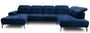 Canapé panoramique moderne tissu bleu nuit têtières angle droit Versus 350 cm