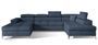 Canapé panoramique tissu bleu jean coffre de rangement à droite Kutty 345 cm