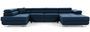Canapé panoramique tissu bleu marine convertible avec coffre de rangement Romano 345 cm