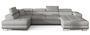 Canapé panoramique tissu gris clair convertible avec coffre de rangement Romano 345 cm