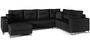 Canapé panoramique tissu noir en forme de U convertible avec petit coffre de rangement Lizzio 312 cm