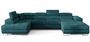 Canapé panoramique velours vert convertible avec coffre de rangement Romano 345 cm