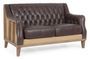 Canapé simili cuir marron et pieds en bois 2 places Ray