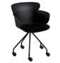 Chaise à roulettes polypropylène noir Ocel L 56 cm