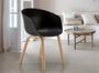 Chaise avec accoudoir noir et pieds métal effet bois naturel Norky