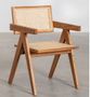 Chaise avec accoudoirs en bois de Frêne marron cendré et osier avec accoudoir Rustand
