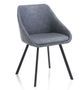 Chaise avec accoudoirs simili cuir bleu gris et pieds métal noir Moza - Lot de 2