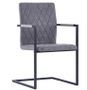 Chaise avec accoudoirs simili cuir gris et pieds métal noir Canti - Lot de 4