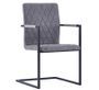 Chaise avec accoudoirs simili cuir gris foncé et pieds métal noir Canti - Lot de 4