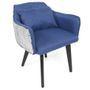 Chaise avec accoudoirs tissu bleu et sequins réversibles bleu et argent Mel