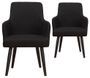 Chaise avec accoudoirs tissu noir et pieds métal noir Jaya - Lot de 2