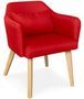 Chaise avec accoudoirs tissu rouge et pieds bois clair Biggie