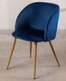 Chaise avec accoudoirs velours bleu marine et pieds métal imitation bois Vida