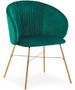 Chaise avec accoudoirs velours vert et pieds métal doré Drag