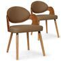 Chaise bois chêne clair et simili taupe Sofa - Lot de 2