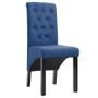 Chaise capitonnée tissu bleu et bois noir Neta - Lot de 2
