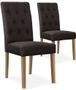 Chaise capitonnée tissu marron foncé Cécilia - Lot de 2