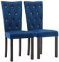 Chaise capitonnée velours bleu foncé et pieds bois noir Karmen - lot de 2