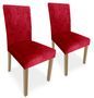 Chaise capitonnée velours rouge pieds bois massif clair Cécilia - Lot de 2