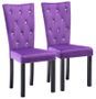 Chaise capitonnée velours violet et pieds bois noir Karmen - lot de 2